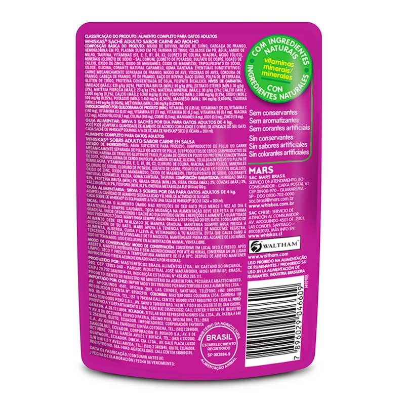 Sobre Carne en salsa Whiskas Alimento Húmedo - Gato Adulto - Imagen 2
