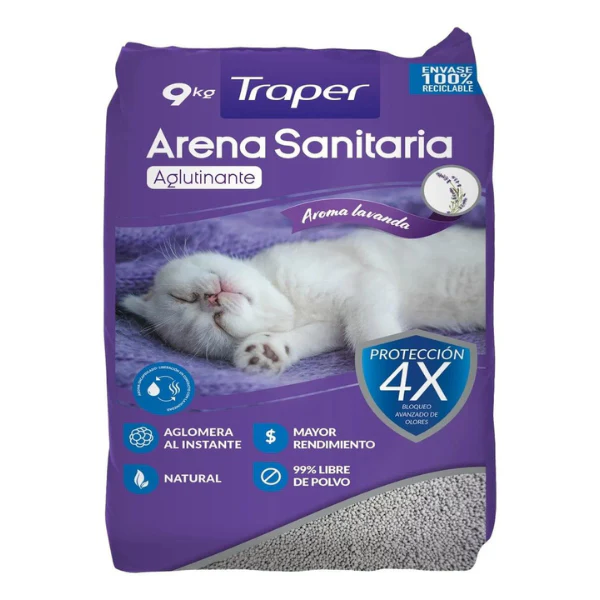 Arena Sanitaria Aglutinante Traper Aroma Lavanda