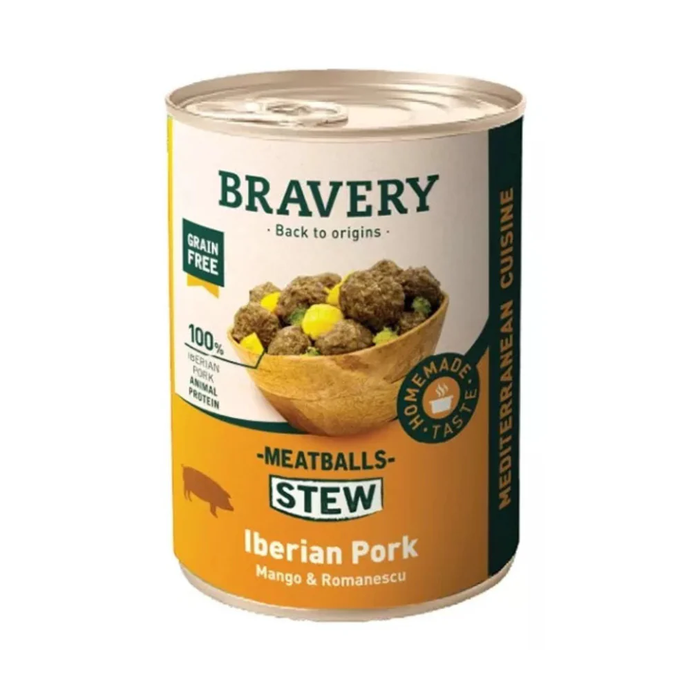 Lata Bravery Meatballs Stew Iberian Pork para Perro